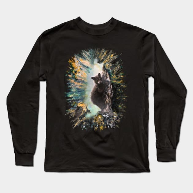 Realistic Bear Cub On the Tree In the Forest Long Sleeve T-Shirt by ForestWhisper